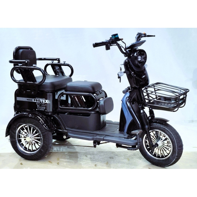 Трицикл Corso «PROTEX MAX» PX-458168, двигун 1200W, акумулятор 72V 28Ah графеновий, чорний + 1 ящик. акум, колеса 10" фото westvelo.com
