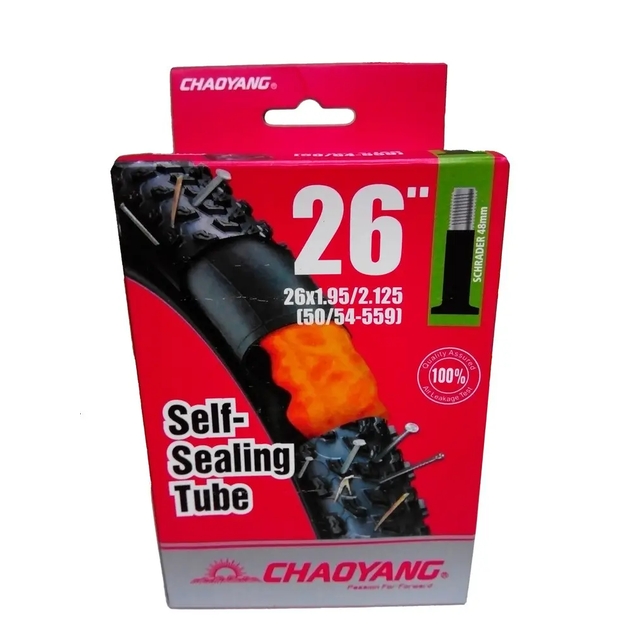 Камера 26. довгий ніпель AV 48mm CHAOYANG (1.95-2.125) самоклеюча (з антипрокольним гелем) фото westvelo.com