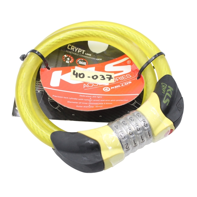 Замок на код, KLS (Crypt) (L-700mm Ø-15mm) (4 цифри) лаймовий фото westvelo.com