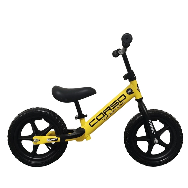 Велобіг 12 Corso, колеса - EVA (піна), сталева рама «SPRINT» JR-32680 жовтий, підставка для ніг фото westvelo.com
