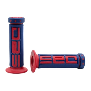 Мото гріпси DBS (Rubber) (синьо-червоні) гумові з буртиком