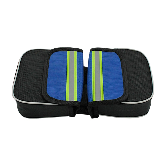 Сумка на раму 2x-стороння чорна AQE-018 з світло відбиваючою стрічкою. фото westvelo.com