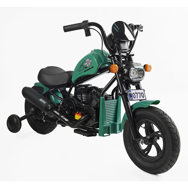 Електромотоцикл Corso H-93171 двигун 160W, акумулятор 24V5Ah свинцево-кислотний, зелений, Bluetooth, звук двигуна, колеса 12" фото westvelo.com