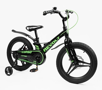 Дитячий велосипед 18 MG Corso «REVOLT» RV-18006, магнієва рама, чорно-салатовий