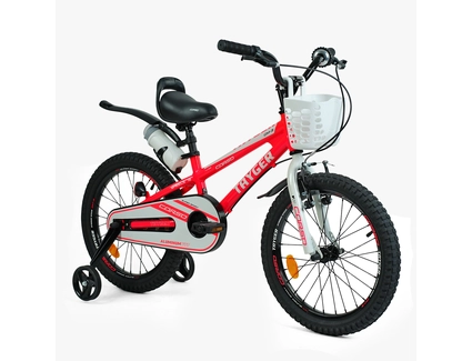 Дитячий велосипед 16 AL Corso «TAYGER» TG-15874 алюмінієва рама рожево-білий, ручне гальмо, дод. колеса, дзвоник, бутилочка