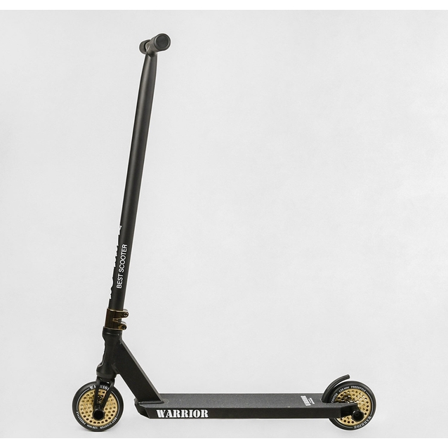 Самокат трюковий Best Scooter «WARRIOR» Т-50615 чорний, HIC-система, пеги, AL диск та дека, колеса PU Ø120mm, ширина керма - 58 см фото westvelo.com