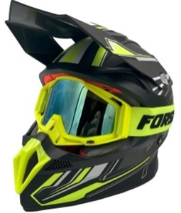 Шолом, закритий крос/ендуро (М) АТV Forsage Rider 028 чорно-жовтий матовий з дашком + окуляри