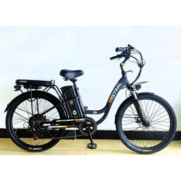 Електровелосипед 26 AL Corso «MISTRAL» MS-26116 алюміній, двигун 600W, акумулятор 48V20Ah, темно-сірий фото westvelo.com