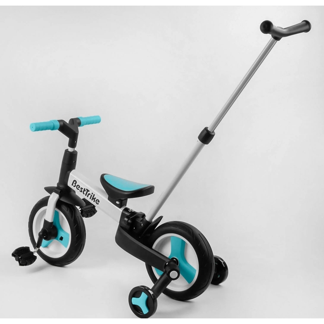 Велобіг-трансформер, 2-кол з батьківською ручкою, PU 10 BestTrike алюміній 56659 біло-блакитний, складний, батьківська ручка, знімні педалі фото westvelo.com