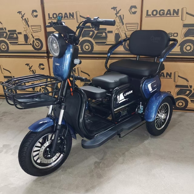 Трицикл Corso «LOGAN» LN-812003, двигун 1200W, акумулятор 72V/23Ah, синій + 1 ящик. акум, колеса 10" фото westvelo.com