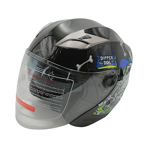 Мото шолом, відкритий (S) (55-56см) BLD-708 "Bulldog" чорно-синій глянець з відкидними окулярами