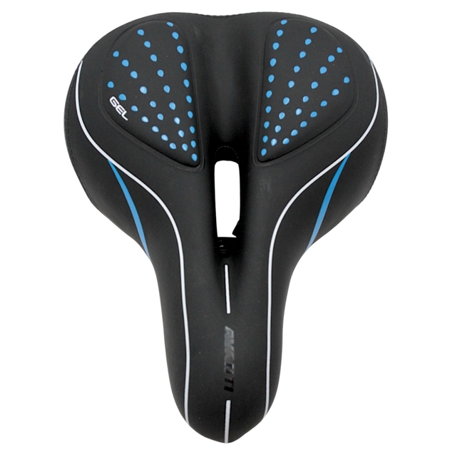 Сідло на демпферах з отвором AVANTI № 189 GEL, чорне з крапками (сині) фото westvelo.com