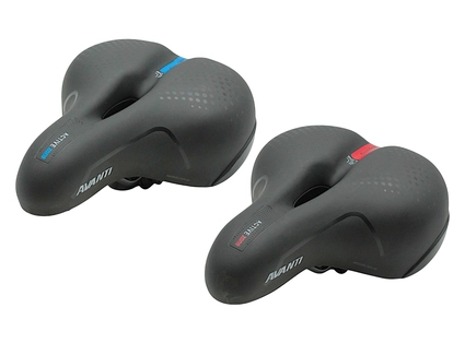 Сідло на демпферах з отвором AVANTI AFT-91, GEL FLOW (синє, червоне) з катафотом