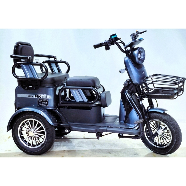 Трицикл Corso «PROTEX MAX» PX-649026, двигун 1200W, акумулятор 72V 28Ah графеновий, графітовий + 1 ящик. акум, колеса 10" фото westvelo.com