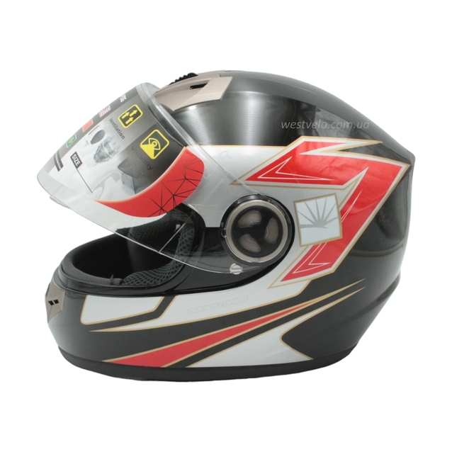 Мото шолом, закритий (XL) "IBK" Інтеграл, 101-3, чорно-сірий глянцевий фото westvelo.com