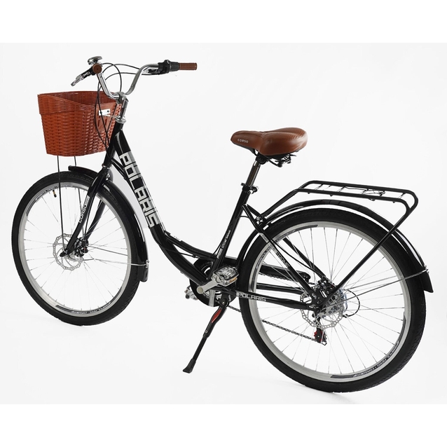 Міський велосипед 26 ST Corso «POLARIS» PS-80110 сталь 16,5", (к-т SHIMANO) чорний (+к/к/б) фото westvelo.com