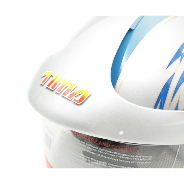 Мото шолом, відкритий (S) TimA №208 сіро-блакитний, з дашком фото westvelo.com