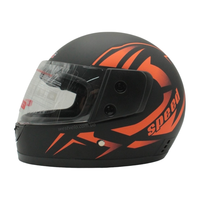 Мото шолом, закритий (XS 53-54) F2 "Speed", чорно-помаранчевий матовий (825-1) фото westvelo.com