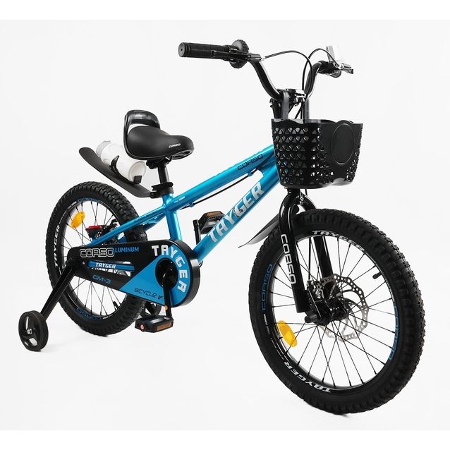 Дитячий велосипед 18 AL Corso «TAYGER»  TG-90411 алюмінієва рама, дискові гальма, синій фото westvelo.com