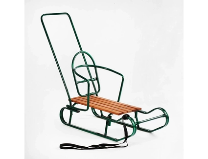 Сани з ручкою, плоскі полози "Королівські" зелені