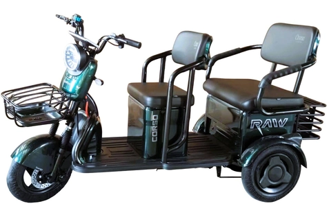 Трицикл Corso «RAW PRO» RL-431602, двигун 1200W, акумулятор 72V 24Ah літій-залізно-фосфатний, зелений + 1 ящик. акум, колеса 10"