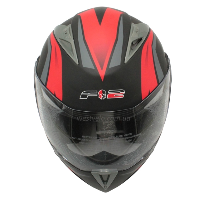 Мото шолом, трансформер (S 55-56) F2 158 Neon red, чорний, матовий з відкидними окулярами фото westvelo.com
