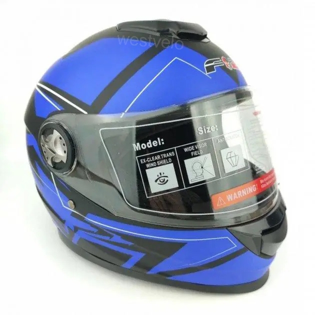 Мото шолом, закритий (S 55-56) F2 М65 чорно-синій, матовий фото westvelo.com