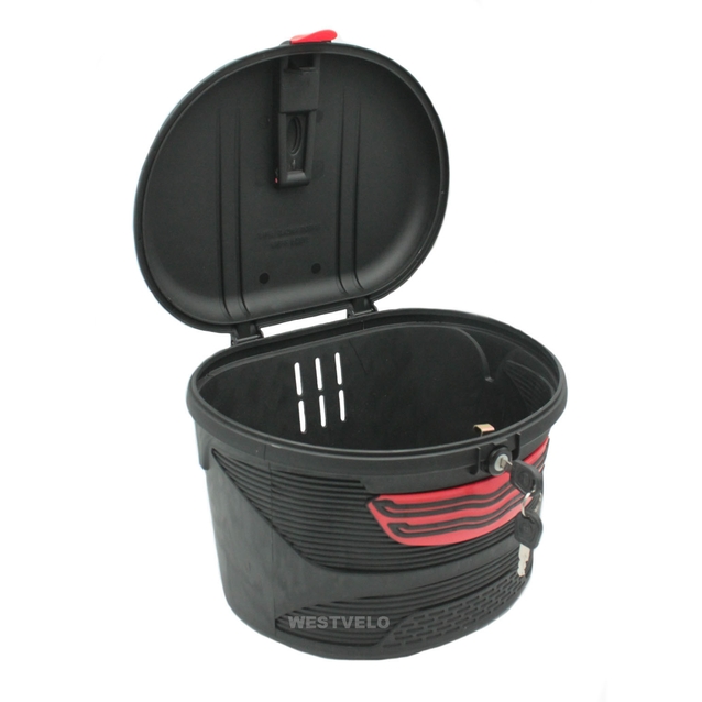 Кошик пластмасовий чорний, з кришкою та замком (AFT-136) фото westvelo.com