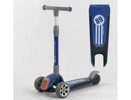 Самокат дитячий 3-х колісний, Best Scooter RS-8999 синій, колеса PU Ø120mm/80mm зі світлом, складне AL кермо
