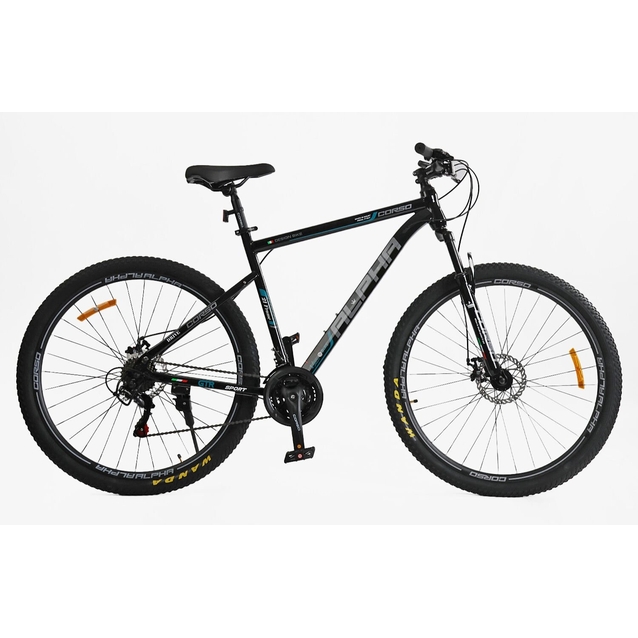 Велосипед 29 ST Corso «ALPHA» LF-29111 сталь 21", (к-т SHIMANO) чорно-синій фото westvelo.com