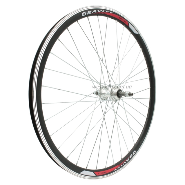 Колесо 26 зад, обід 2-ний чорний, втулка AL на промах біла (Gravity) фото westvelo.com
