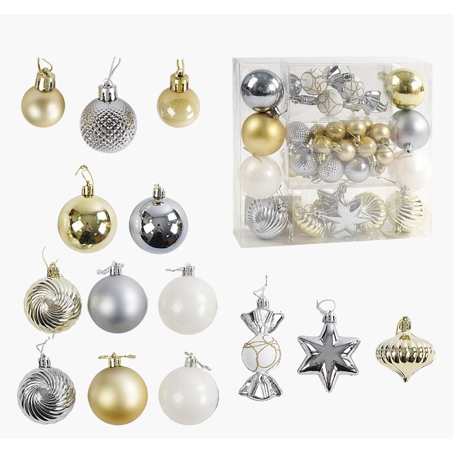 Новорічні прикраси 36 шт, кульки, цукерки, бурульки, зірочки (C 67535) фото westvelo.com