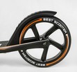 Самокат дитячий 2-х колісний, PU Best Scooter 79740 чорно-помаранчевий, колеса Ø230-200mm, AL, 1 амортизатор передній, ФАРА, затискач керма фото westvelo.com