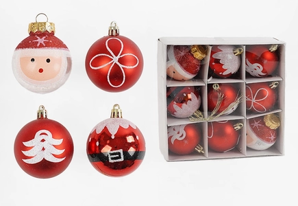 Новорічні прикраси .9 шт, кульки, D = 5,5 см, у коробці (C 67494)