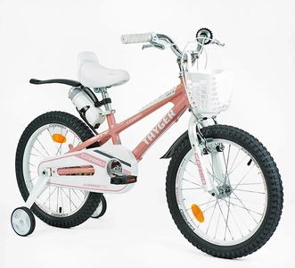 Дитячий велосипед 18 AL Corso «TAYGER» TG-60323 алюмінієва рама пудрово-білий, ручне гальмо, дод. колеса, дзвоник, бутилочка