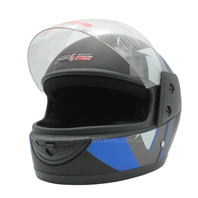 Мото шолом, закритий (XS 53-54) F2 чорно-синій матовий (825-1) фото westvelo.com