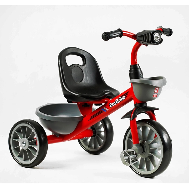 Дитячий велосипед 3-х колісний EVA (піна) Best Trike колеса 12-10, BS-23044 червоно-сірий, сталева рама, фара з музикою та світлом, 1 пісня українською та 2 англійською, 2 кошики фото westvelo.com