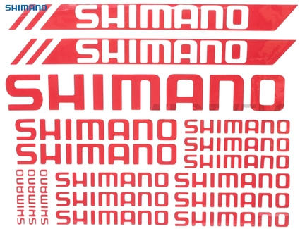 Наклейки SHIMANO білий фон, червоні