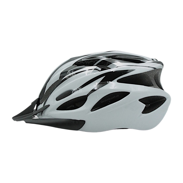 Вело шолом "TK Sport" 074 (56 см) з мигалкою, біло-чорний фото westvelo.com