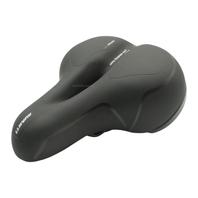 Сідло на демферах з отвором AVANTI А-38 чорне, м'яке з катафотом фото westvelo.com