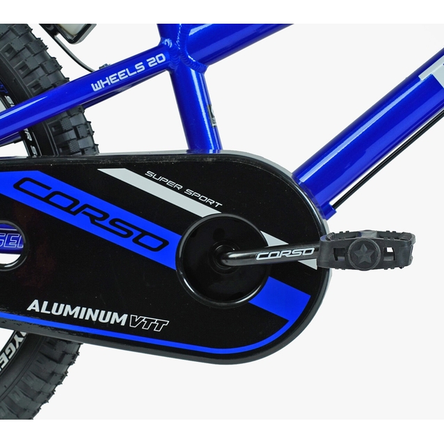 Дитячий велосипед 20 AL Corso «TAYGER» TG-62355 алюмінієва рама синій, ручне гальмо, дод. колеса, дзвоник, бутилочка фото westvelo.com