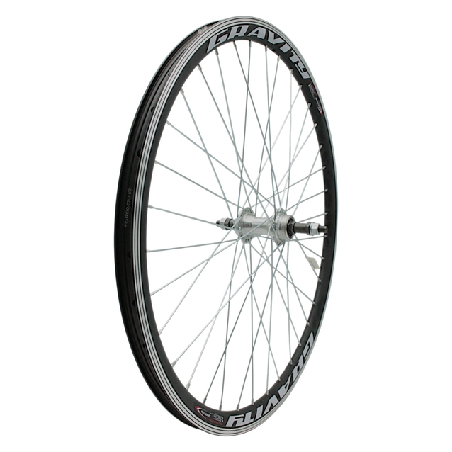 Колесо 26 зад, обід 2-ний чорний, втулка AL на промах біла (Gravity) фото westvelo.com