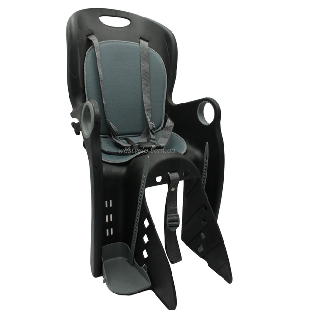 Крісло дитяче, пластик, на зад. багажник, "BQ-8A" з м'ягкою підкладкою, чорне фото westvelo.com