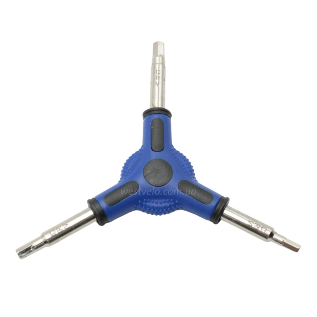 Ключ мерседес 6-гранник трьохсторонній KENLI  KL-9736В (4.5.6) синій, червоний фото westvelo.com