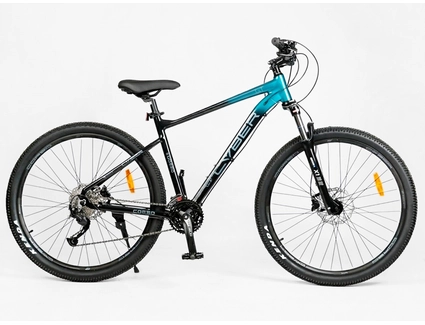 Велосипед 29 AL Corso «CYBER» CB-58412 алюміній 19", (к-т SHIMANO Alivio) вилка Santour гідравлічна, чорно-блакитний