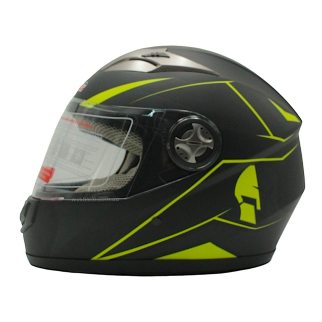 Мото шолом, закритий (XS 53-54) F2 830-2 Інтеграл,Neon yellow #2, чорний матовий фото westvelo.com
