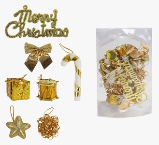 Новорічні прикраси 21 шт, кульки, подарунки, зірочки, D = 4 см, у слюді (C 67438)