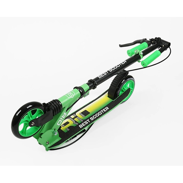 Самокат дитячий 2-х колісний, PU Best Scooter «RIO» R-15800 салатовий, Ø145mm, передній амортизатор, AL гальмо фото westvelo.com
