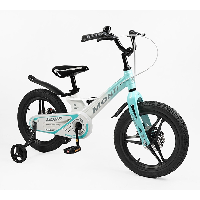 Дитячий велосипед 16 MG Corso «MONTI» MT-16705, магнієва рама, біло-бірюзовий фото westvelo.com