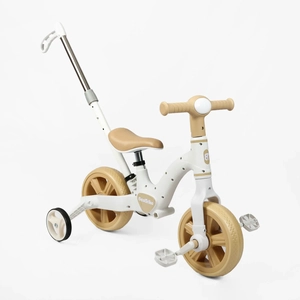 Велобіг-трансформер, 2-кол з батьківською ручкою, EVA 10 BestTrike BT-10215 4в1 білий, з’ємні педалі, допоміжні бокові колеса